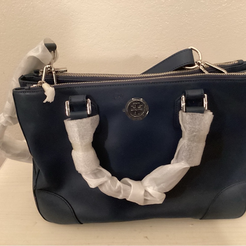 Tory Burch Navy Blue Women's Bag:Robinson double zip tote